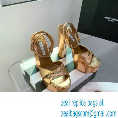Aquazzura Heel 14cm Sinner Plateau Platform Sandals Gold 2023