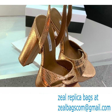 Aquazzura Heel 14cm Sinner Plateau Platform Sandals Gold 2023