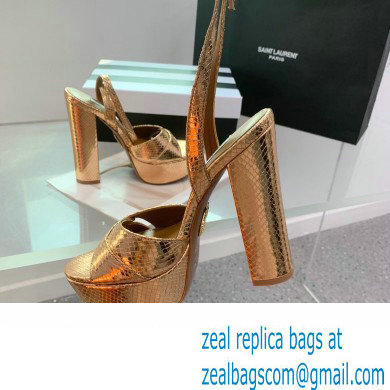 Aquazzura Heel 14cm Sinner Plateau Platform Sandals Gold 2023