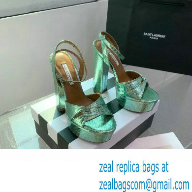 Aquazzura Heel 14cm Sinner Plateau Platform Sandals Green 2023