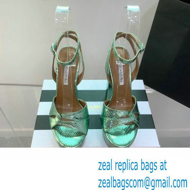 Aquazzura Heel 14cm Sinner Plateau Platform Sandals Green 2023