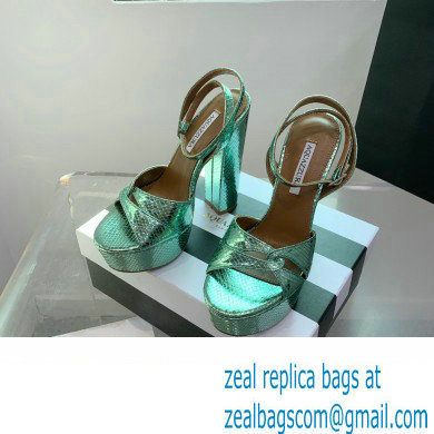 Aquazzura Heel 14cm Sinner Plateau Platform Sandals Green 2023
