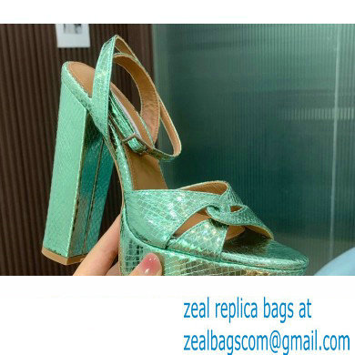 Aquazzura Heel 14cm Sinner Plateau Platform Sandals Green 2023