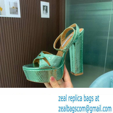 Aquazzura Heel 14cm Sinner Plateau Platform Sandals Green 2023