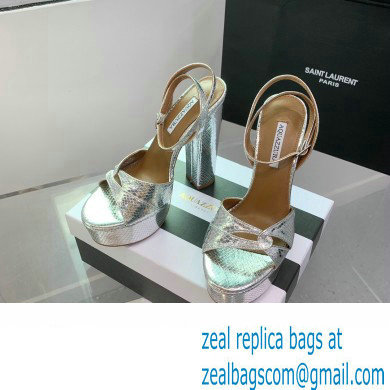 Aquazzura Heel 14cm Sinner Plateau Platform Sandals Silver 2023