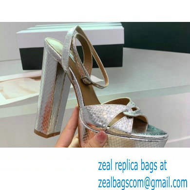 Aquazzura Heel 14cm Sinner Plateau Platform Sandals Silver 2023