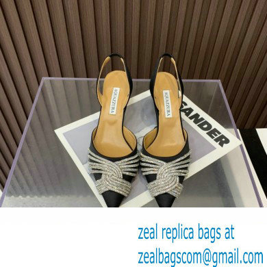 Aquazzura Heel 6.5cm Gatsby Sling Satin Slingback Black 2023 - Click Image to Close