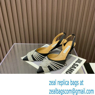 Aquazzura Heel 6.5cm Gatsby Sling Satin Slingback Black 2023 - Click Image to Close