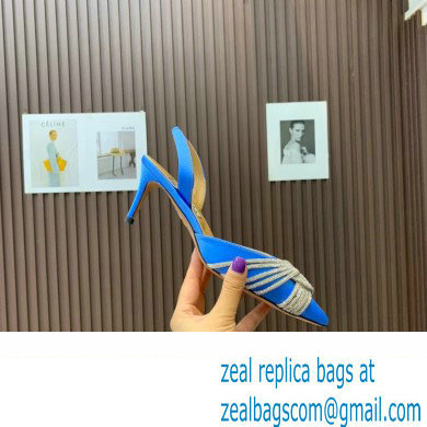 Aquazzura Heel 6.5cm Gatsby Sling Satin Slingback Blue 2023 - Click Image to Close