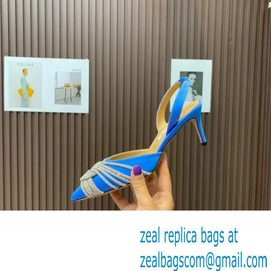 Aquazzura Heel 6.5cm Gatsby Sling Satin Slingback Blue 2023 - Click Image to Close