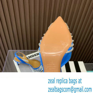 Aquazzura Heel 6.5cm Gatsby Sling Satin Slingback Blue 2023 - Click Image to Close