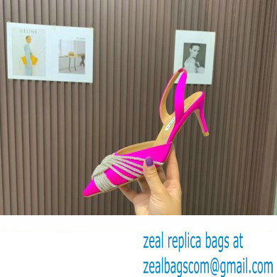 Aquazzura Heel 6.5cm Gatsby Sling Satin Slingback Fuchisa 2023 - Click Image to Close