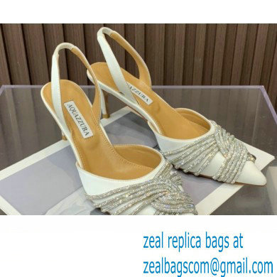 Aquazzura Heel 6.5cm Gatsby Sling Satin Slingback White 2023