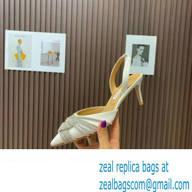 Aquazzura Heel 6.5cm Gatsby Sling Satin Slingback White 2023