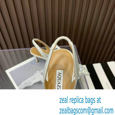 Aquazzura Heel 6.5cm Gatsby Sling Satin Slingback White 2023