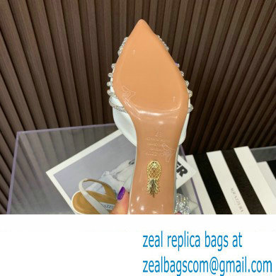 Aquazzura Heel 6.5cm Gatsby Sling Satin Slingback White 2023