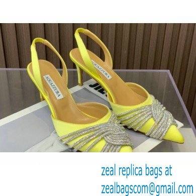 Aquazzura Heel 6.5cm Gatsby Sling Satin Slingback Yellow 2023