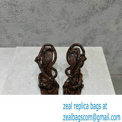 Bottega Veneta Heel 10.5cm Python print leather Jimbo Slingback Sandals Coffee 2023 - Click Image to Close