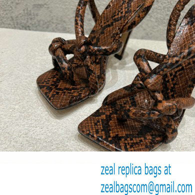 Bottega Veneta Heel 10.5cm Python print leather Jimbo Slingback Sandals Coffee 2023 - Click Image to Close