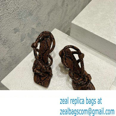 Bottega Veneta Heel 10.5cm Python print leather Jimbo Slingback Sandals Coffee 2023 - Click Image to Close