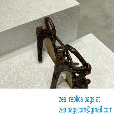 Bottega Veneta Heel 10.5cm Python print leather Jimbo Slingback Sandals Coffee 2023 - Click Image to Close