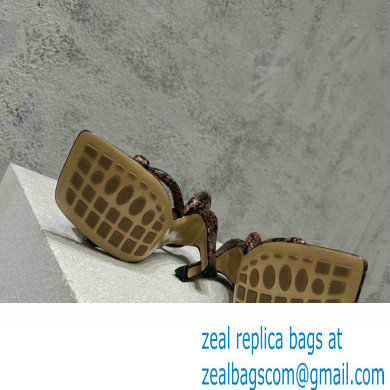 Bottega Veneta Heel 10.5cm Python print leather Jimbo Slingback Sandals Coffee 2023