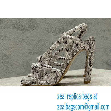Bottega Veneta Heel 10.5cm Python print leather Jimbo Slingback Sandals Gray 2023