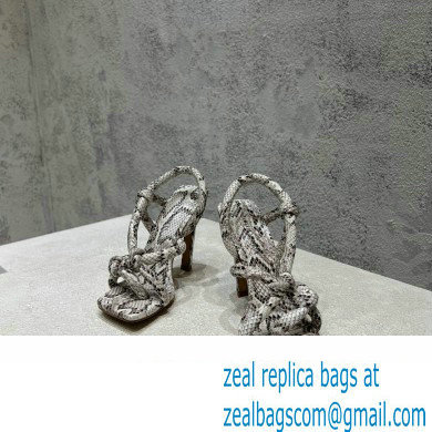 Bottega Veneta Heel 10.5cm Python print leather Jimbo Slingback Sandals Gray 2023