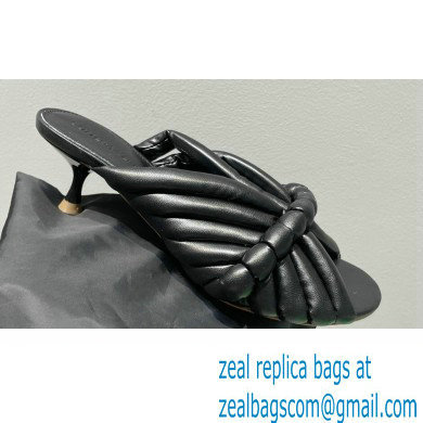Bottega Veneta Heel 4cm Tubular straps leather Freckles Mules Black 2023 - Click Image to Close