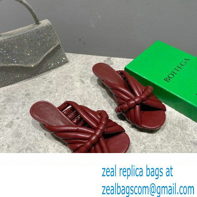 Bottega Veneta Heel 4cm Tubular straps leather Freckles Mules Burgundy 2023 - Click Image to Close