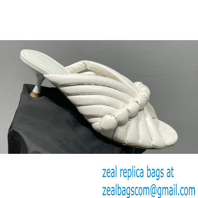 Bottega Veneta Heel 4cm Tubular straps leather Freckles Mules White 2023 - Click Image to Close