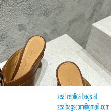 Bottega Veneta Heel 9.5cm Leather Stretch Buckle Mules Sandals Brown 2023 - Click Image to Close