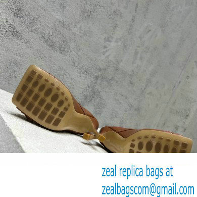 Bottega Veneta Heel 9.5cm Leather Stretch Buckle Mules Sandals Brown 2023