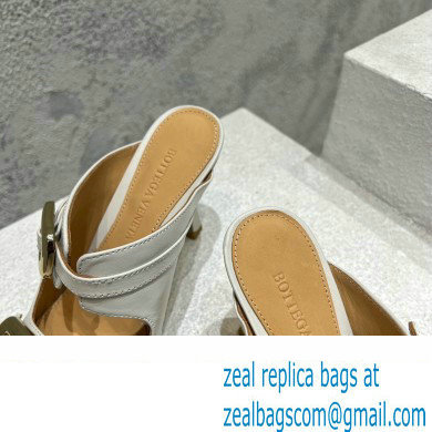 Bottega Veneta Heel 9.5cm Leather Stretch Buckle Mules Sandals White 2023 - Click Image to Close