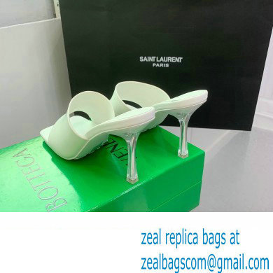 Bottega Veneta Heel Clear rubber Stretch Mules Patent White 2023 - Click Image to Close