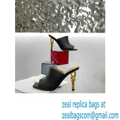 Bottega Veneta Heel Leather Knot Mules Black 2023 - Click Image to Close