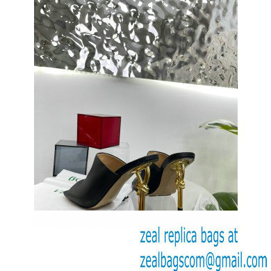 Bottega Veneta Heel Leather Knot Mules Black 2023 - Click Image to Close