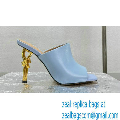 Bottega Veneta Heel Leather Knot Mules Blue 2023