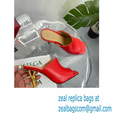 Bottega Veneta Heel Leather Knot Mules Red 2023 - Click Image to Close