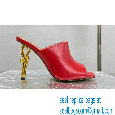 Bottega Veneta Heel Leather Knot Mules Red 2023