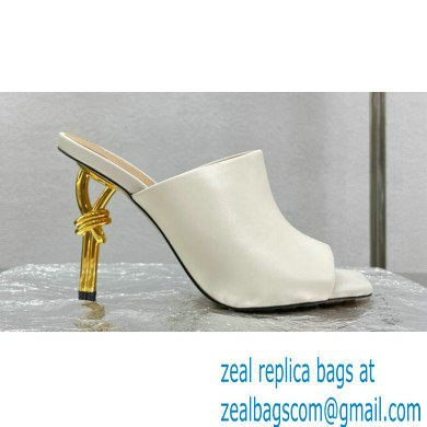 Bottega Veneta Heel Leather Knot Mules White 2023