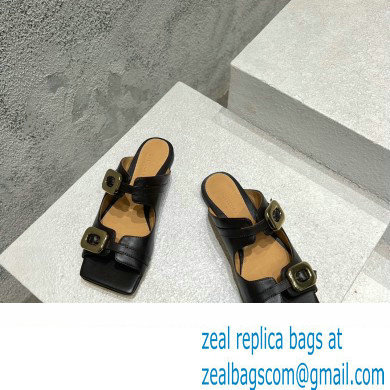 Bottega Veneta Leather Stretch Buckle Mules Sandals Flats Black 2023 - Click Image to Close