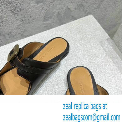 Bottega Veneta Leather Stretch Buckle Mules Sandals Flats Black 2023 - Click Image to Close