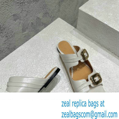 Bottega Veneta Leather Stretch Buckle Mules Sandals Flats White 2023 - Click Image to Close