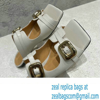 Bottega Veneta Leather Stretch Buckle Mules Sandals Flats White 2023 - Click Image to Close