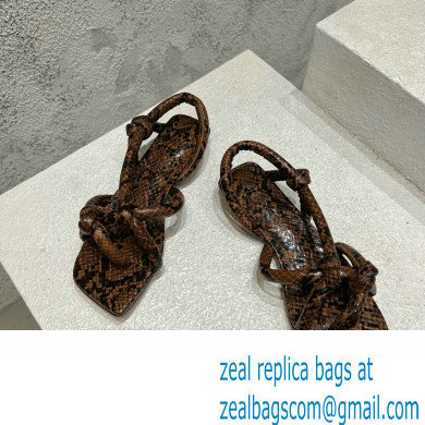 Bottega Veneta Python print leather Jimbo Slingback Sandals Flats Coffee 2023 - Click Image to Close