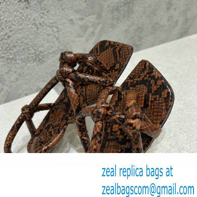 Bottega Veneta Python print leather Jimbo Slingback Sandals Flats Coffee 2023