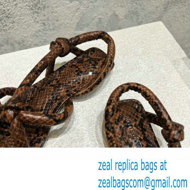 Bottega Veneta Python print leather Jimbo Slingback Sandals Flats Coffee 2023