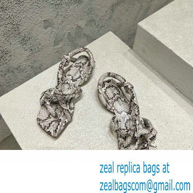 Bottega Veneta Python print leather Jimbo Slingback Sandals Flats Gray 2023