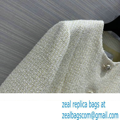 CHANEL WHITE TWEED JACKET WITH TWO POCKETS 2023